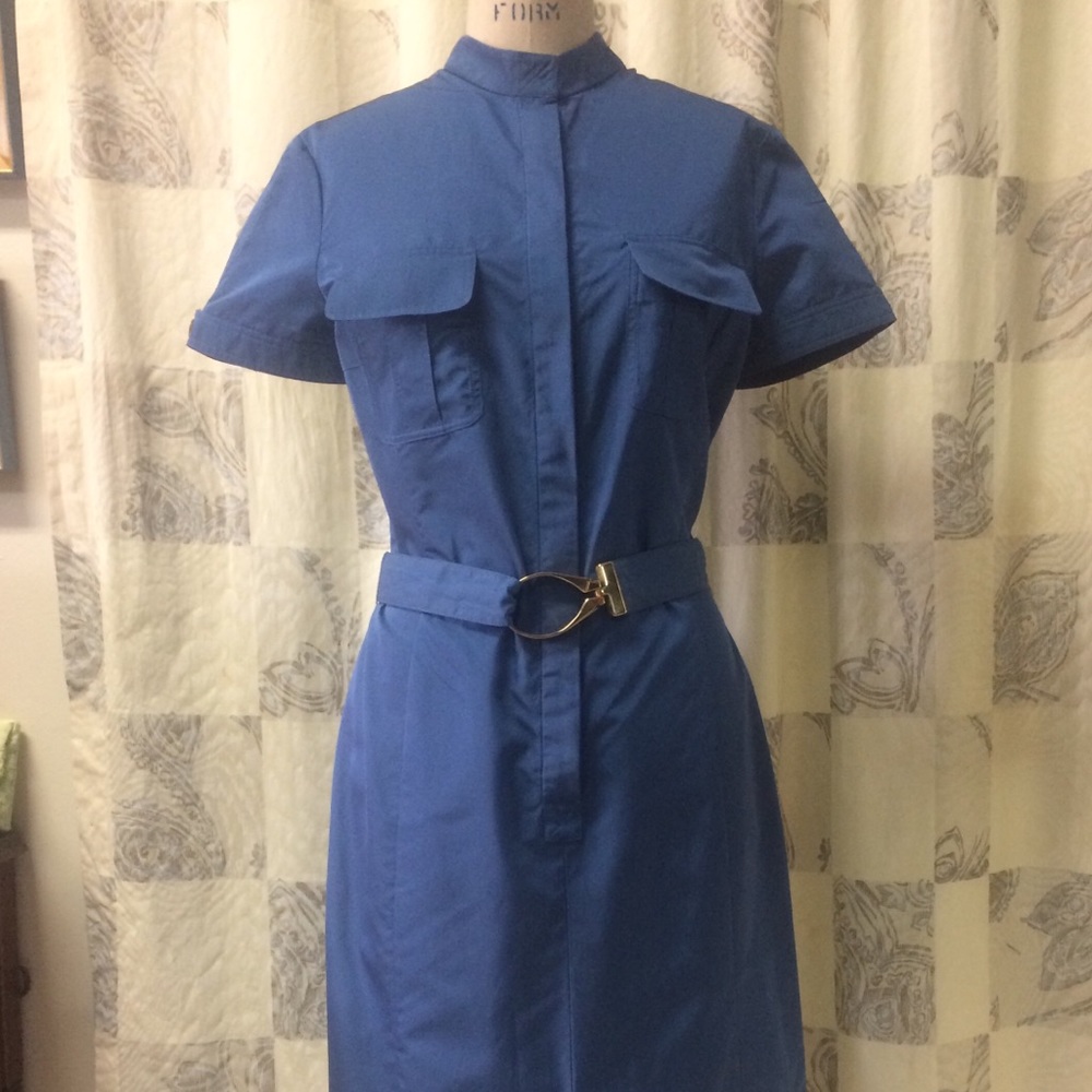 2000 Carolina Herrera Blue Silk Dress